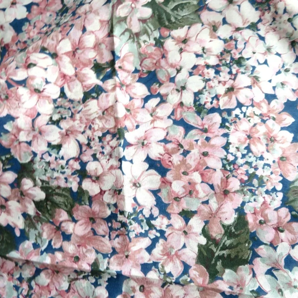 Vintage 80s King Size Bed Skirt Pink Blue Floral 14
